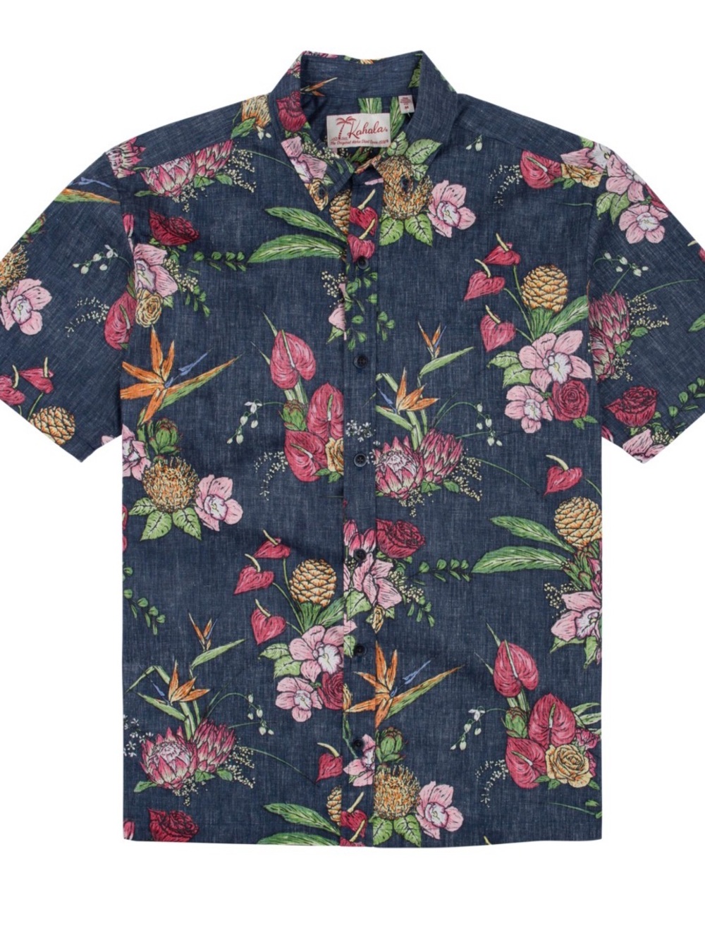 Kahala Navy Floral Hawaiian Shirt - Tropical Print NWT